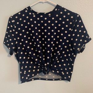 Blue polka dot crop top